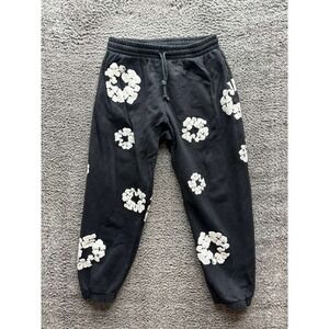 Denim Tears The Cotton Wreath Drawstring Sweatpants Black Mens Size XL‎